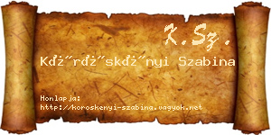 Köröskényi Szabina névjegykártya