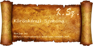 Köröskényi Szabina névjegykártya