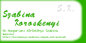 szabina koroskenyi business card