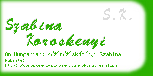 szabina koroskenyi business card